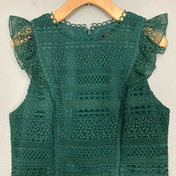 J. Crew Cap-Sleeve Ruffled Lace Dress Women’s Size 2 High Neck Sheath Cocktail - Picture 3 of 8